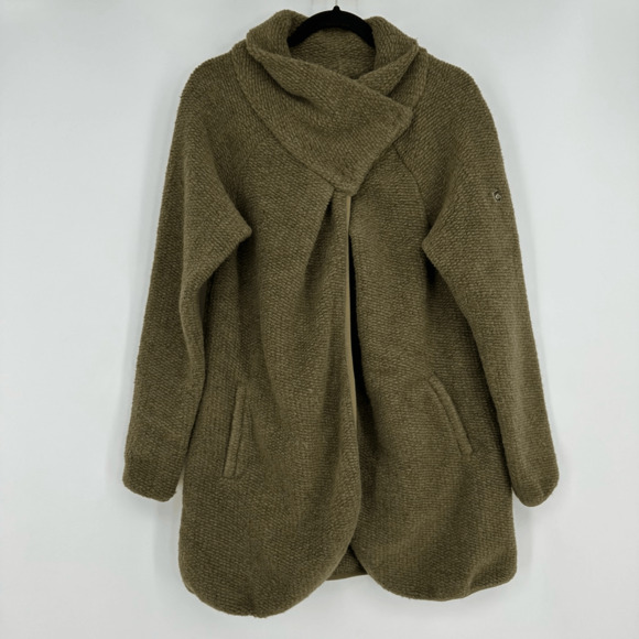 Craghoppers Womens Chunky Cardigan Coat Size M Wool Blend Lagenlook Green Cabin - Picture 14 of 14
